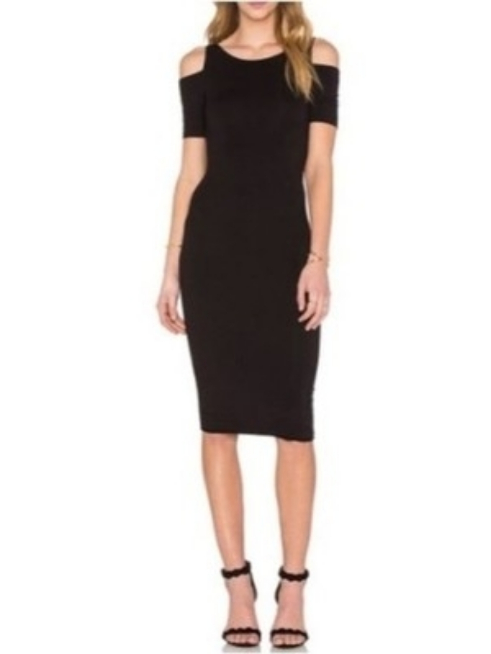 EUC Bailey 44 Deneuve Women’s Bodycon Cold Shoulder 3/4 Sleeve Size MEDIUM
